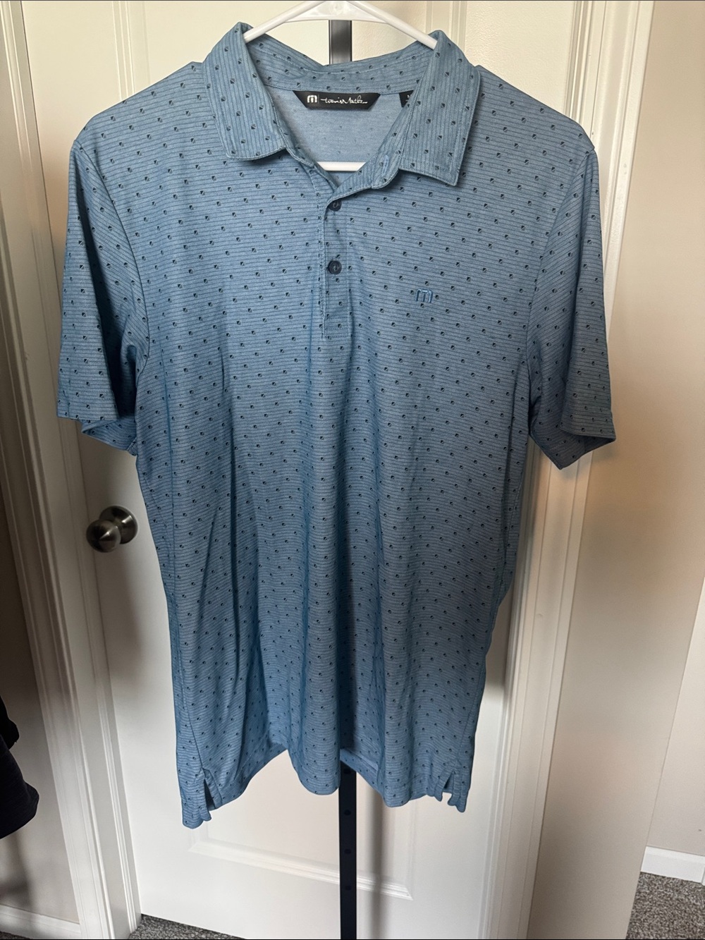 Travis Mathew Blue Micro-Dot Polo
